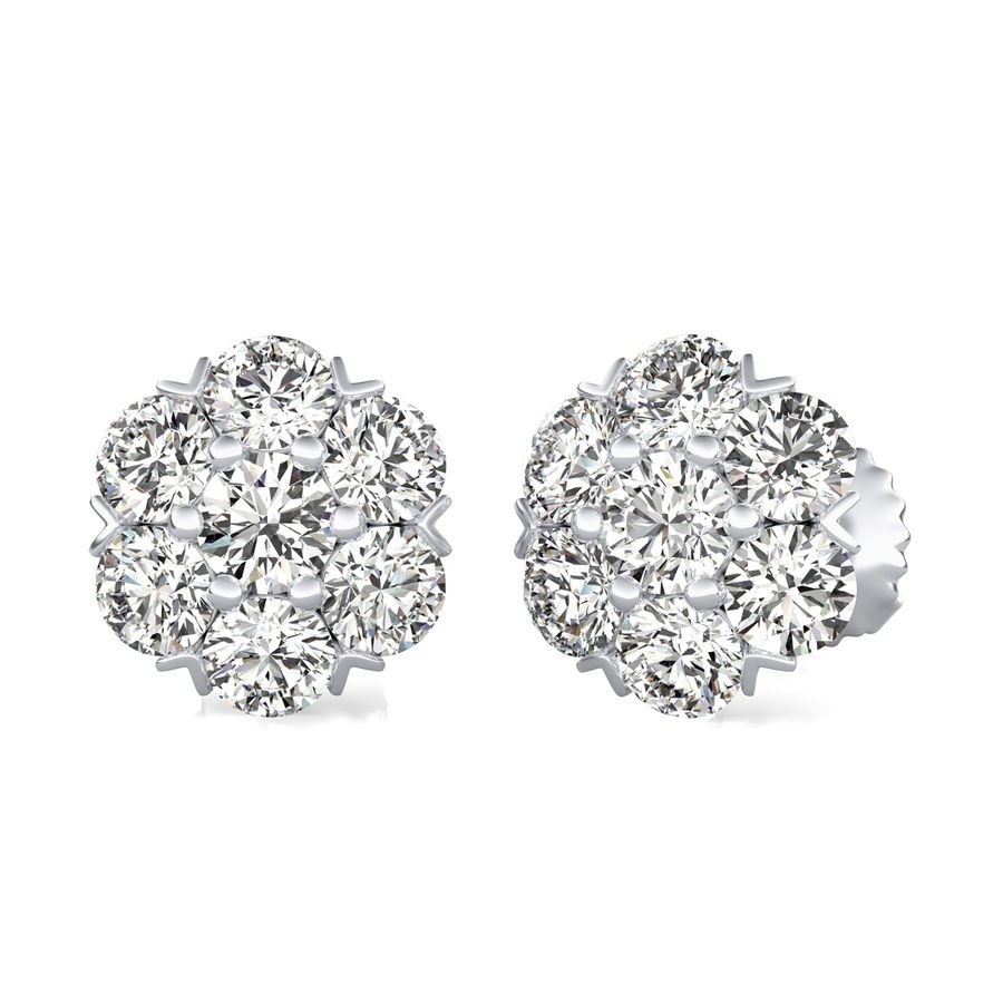 1.00 Ct. T.W. Cluster Stud Earrings