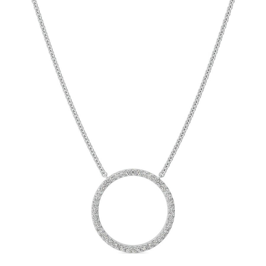 Circle Pendant 3/5 Inch With Pave Set Stones