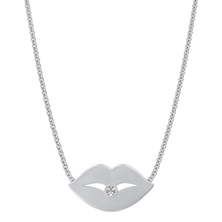 Lips Charm Pendant With Bezel Set Stone