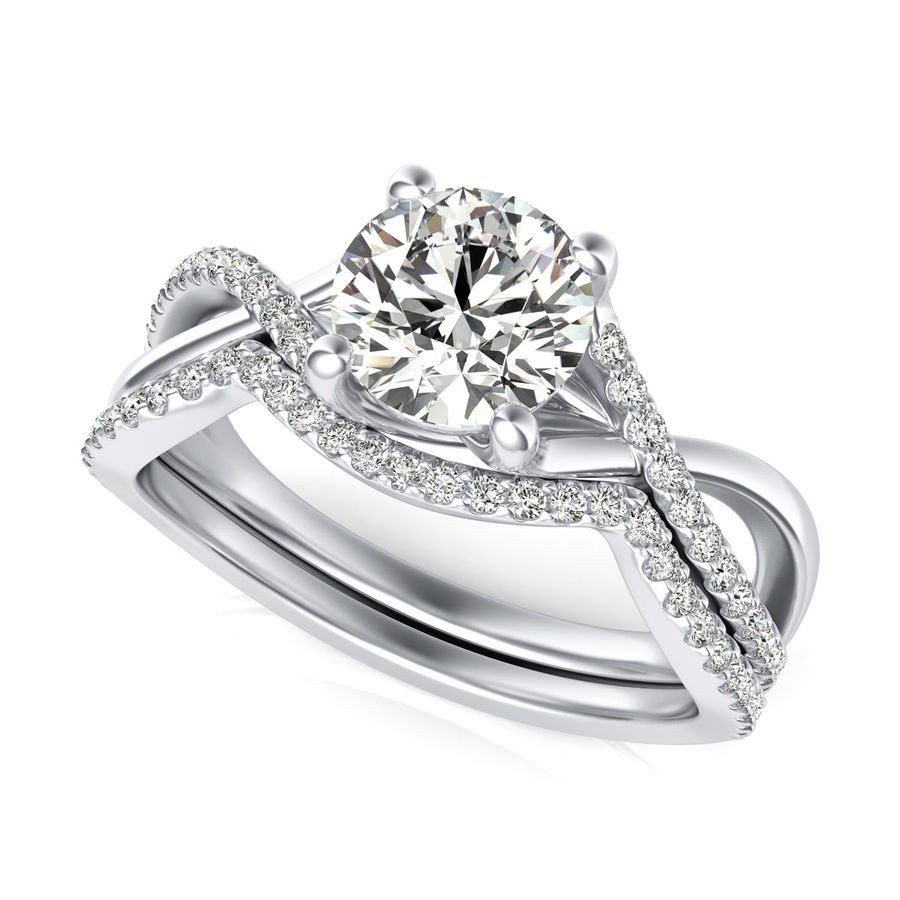 Twist Engagement Ring With Matching Band