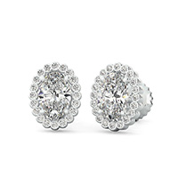 Halo Earrings With Bezel Set Side Stones