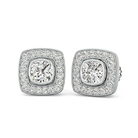 Bezel Set Halo Earrings With Milgrain