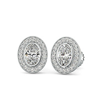 Bezel Set Halo Earrings With Milgrain