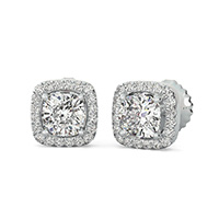 Halo Earrings Pave Set Side Stones