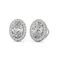 Halo Earrings Pave Set Side Stones