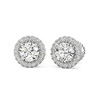 Halo Earrings Pave Set Side Stones