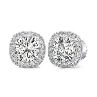 Halo Stud Earrings With Milgrain