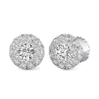 Two Row Pave Halo Stud Earrings