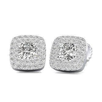 Two Row Pave Halo Stud Earrings
