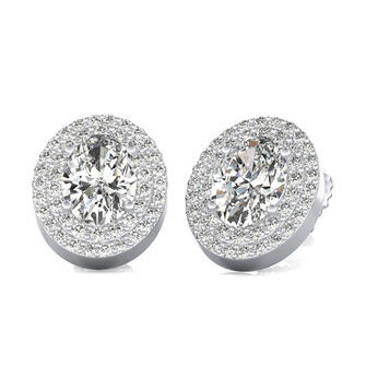 Two Row Pave Halo Stud Earrings