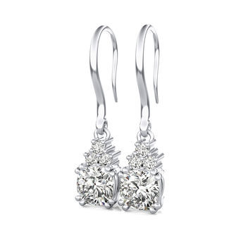 Leverback Solitaire Earrings With Three Stones