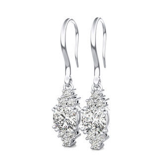 Leverback Solitaire Earrings With Side Stones