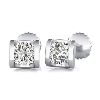 Half Bezel Stud Earrings