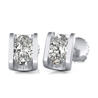 Half Bezel Stud Earrings