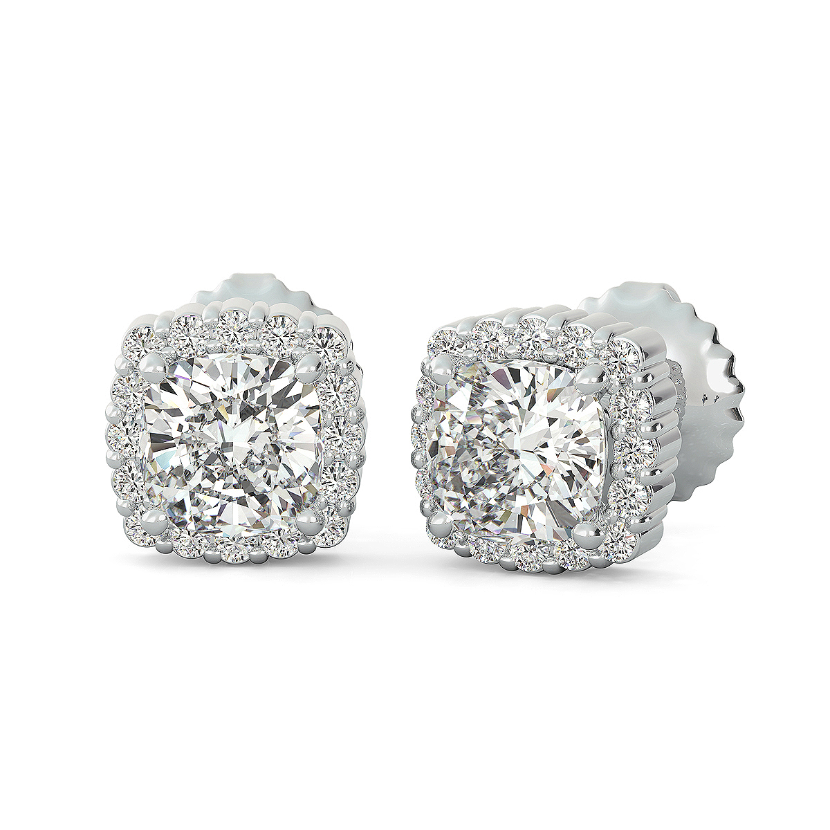 Share Prong Basket Halo Earrings