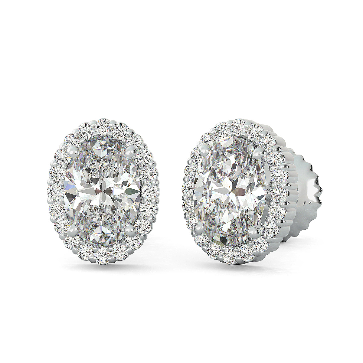 Share Prong Basket Halo Earrings
