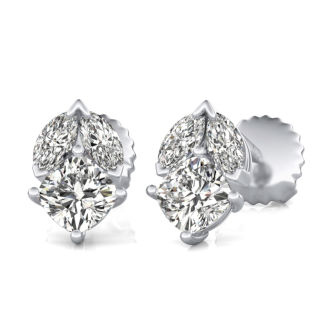 Three Stone Stud Earrings 