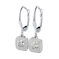 Double Row Halo Drop Earrings