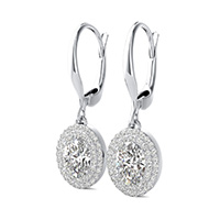 Double Row Halo Drop Earrings