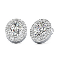 Double Row Pave Halo Earrings