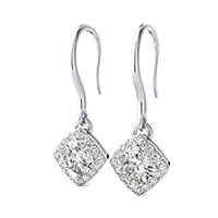 Pave Set Halo Dangle Earrings