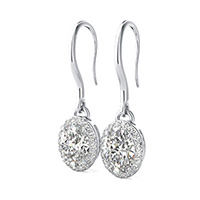 Pave Set Halo Dangle Earrings