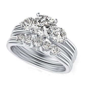 Three Stone Engagement Ring With Matching Band
