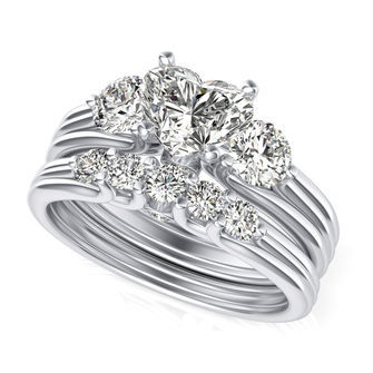 Three Stone Engagement Ring With Matching Band
