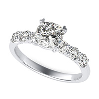 Engagement Ring With Side Stones Set In U Shape Prongs