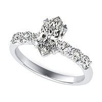 Engagement Ring With Side Stones Set In U Shape Prongs