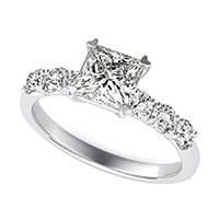 Engagement Ring With Side Stones Set In U Shape Prongs