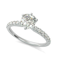 Classic Engagement Ring With Prong Set Side Stones