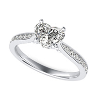 Cathedral Engagement Ring With Channel Set Side Stones And Scroll On The Side
