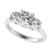 Cathedral Three Stone Basket Engagement Ring