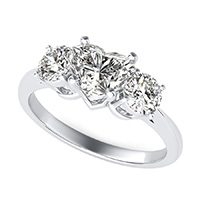 Cathedral Three Stone Basket Engagement Ring