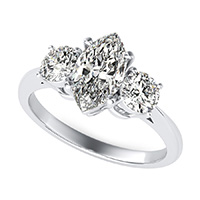 Cathedral Three Stone Basket Engagement Ring