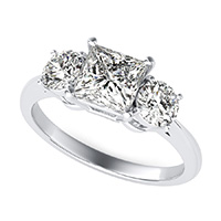 Cathedral Three Stone Basket Engagement Ring