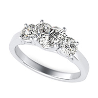 Classic Three Stone Trellis Engagement Ring 