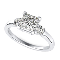 Three Stone Engagement Ring With Half Bezel Side Stones