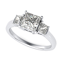 Three Stone Engagement Ring With Engraved Heart Basket