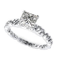 Cut Through Scroll Solitaire Engagement Ring