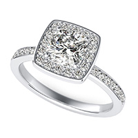 Classic Square Halo Pave Set Engagement Ring