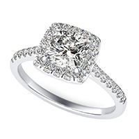 Halo Engagement Ring With Side Stones