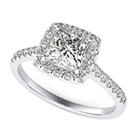 Halo Engagement Ring With Side Stones