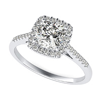 Cathedral Halo Engagement Ring With Side Stones