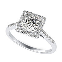 Cathedral Halo Engagement Ring With Side Stones