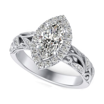 Filigree Milgrain Halo Engagement Ring