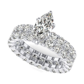 U Shape Prong Eternity Engagement Ring with Matching Band