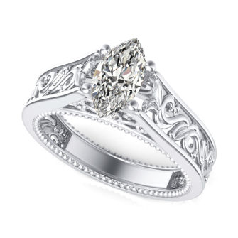 Filigree Cathedral Engagement Ring with Milgrain