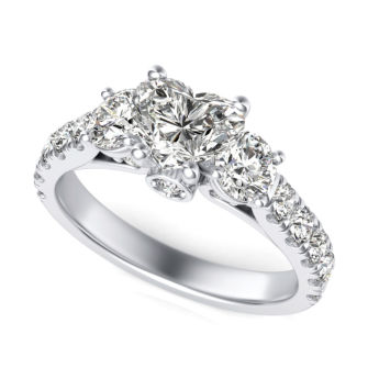 Scroll Three Stone Engagement Ring